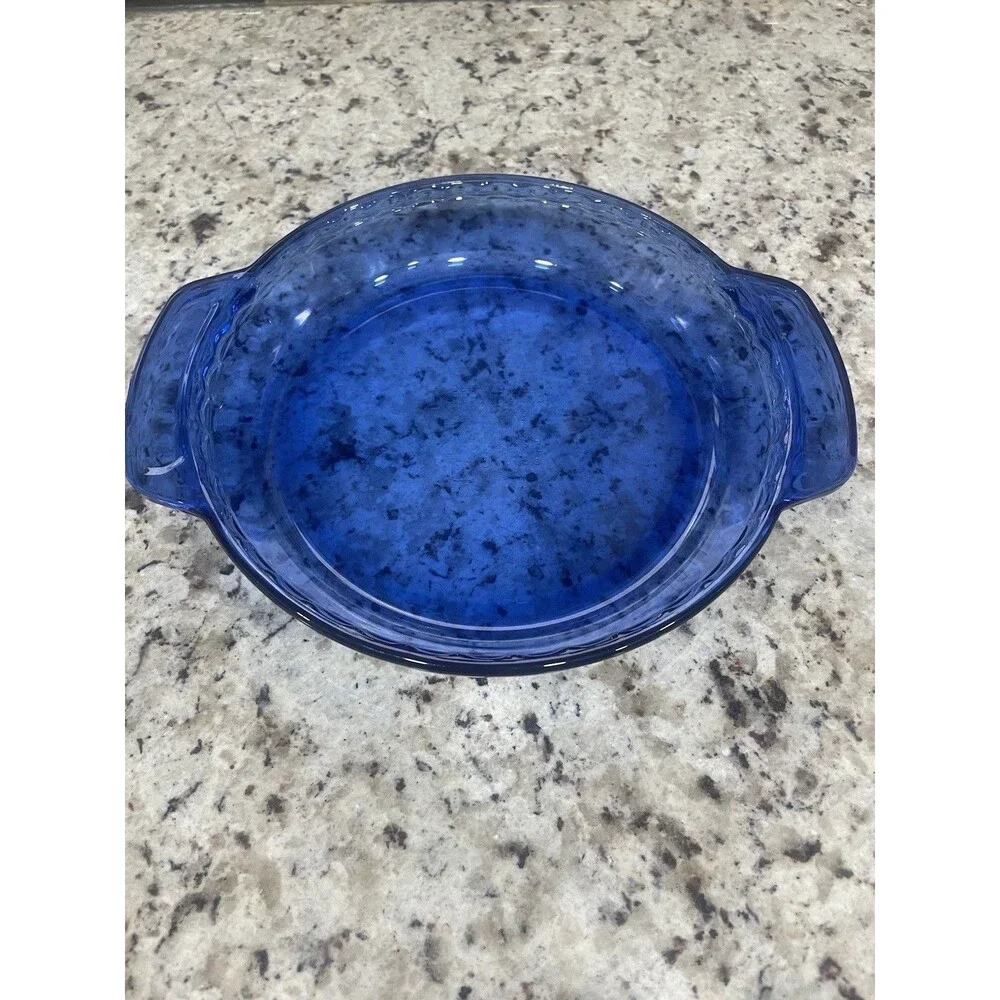 Vintage Anchor Hocking Ovenware Deep Pie Dish US 1075 – 9” Cobalt Blue Glass